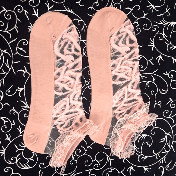 Fancy pink socks with lace - Picture 5 of 7